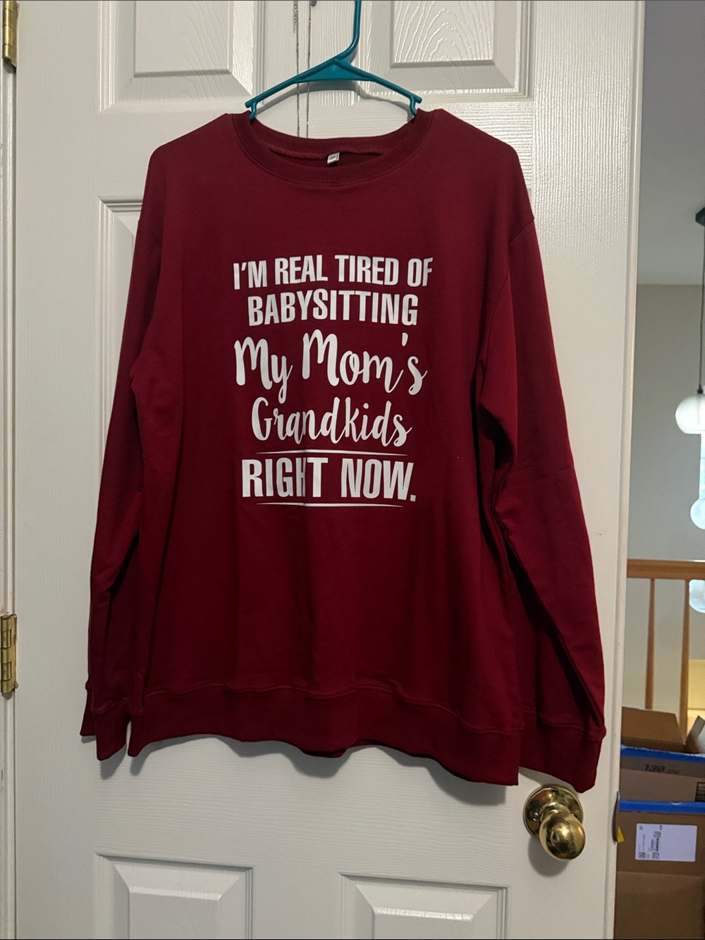 Women's Maroon Graphic Sweatshirt - 'My Mom's Grandkids'